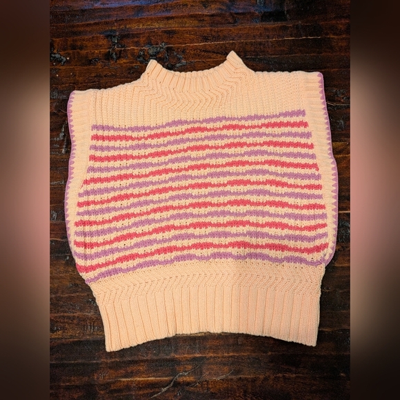 &merci Striped Knit Sleeveless Sweater L - Picture 13 of 14